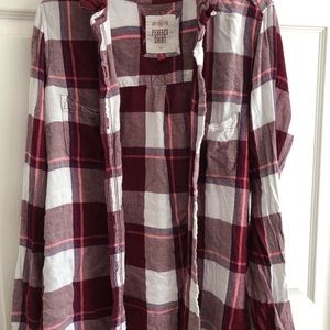 Maroon Flannel Long Sleeve Shirt Medium